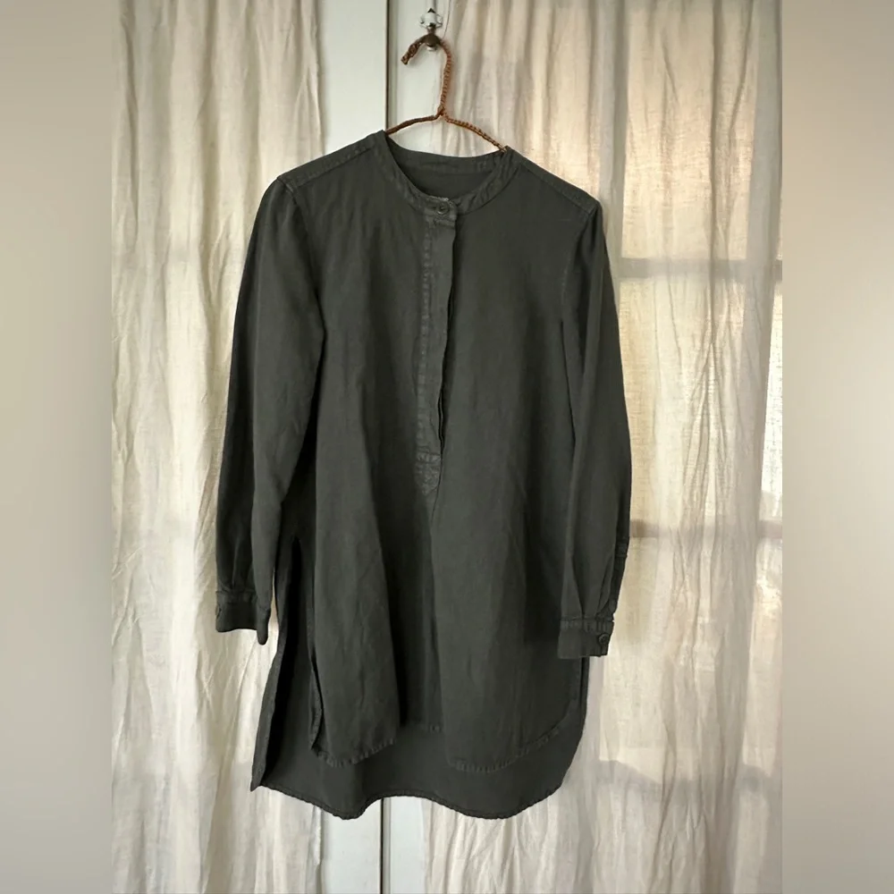 TOAST UK Elena Cotton Linen Tunic Shirt uk size 8/us 4 dark olive green khaki - Picture 8 of 10
